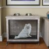 23.6"L X 20"W X 26"H Dog Crate Furniture with Cushion, Wooden Dog Crate Table, Double-Doors Dog Furniture, Dog Kennel Indoor for Small Dog, Dog House,